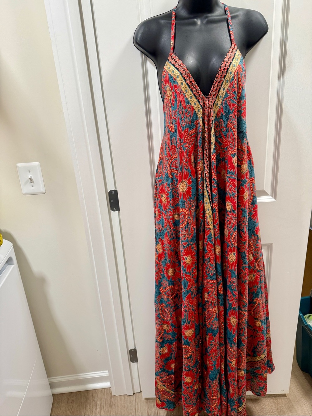 Bohemian Red Floral Maxi Dress